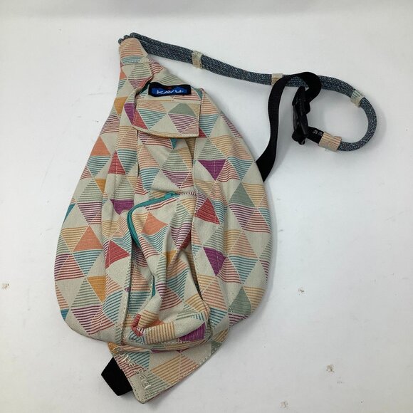 Kavu Mini Rope Bag diamond geometric cream orange - Picture 1 of 9